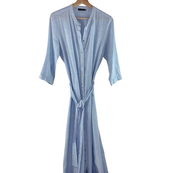 holbrook sweden Dresses & Skirts - Holbrook Sweden Blue Ticking Pinstripe Maxi Shirt Dress